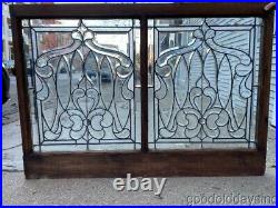 Antique Victorian 1890's Chicago Large Beveled Leaded Glass Window 56 x 39