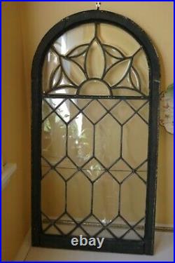 Antique Victorian Beveled Glass Arch Window In Original Frame