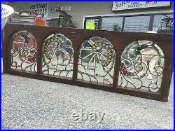 Antique Victorian Beveled Leaded Glass Transom Window 1880s STAINED Jewels