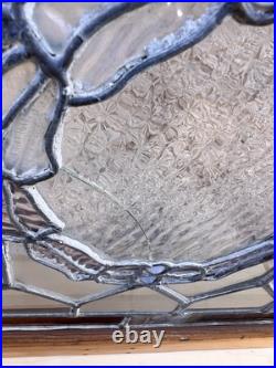 Antique Victorian Era Stained Transom Window 19x38 with Bow Design c. 1880-1920 Antique Victorian Era Stained Transom Window 19x38 with Bow Design c. 1880-1920