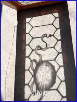 Antique Victorian Era Stained Transom Window 19x38 with Bow Design c. 1880-1920 Antique Victorian Era Stained Transom Window 19x38 with Bow Design c. 1880-1920