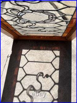 Antique Victorian Era Stained Transom Window 19x38 with Bow Design c. 1880-1920 Antique Victorian Era Stained Transom Window 19x38 with Bow Design c. 1880-1920