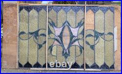 Antique Victorian Leaded Slag Stained Glass Window Beveled 48.5x32 #A