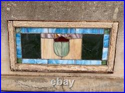 Antique Victorian Leaded Stained Glass Window Multi Color Complete