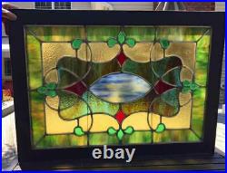 Antique Victorian STAINED Leaded GLASS WINDOW TRANSOM