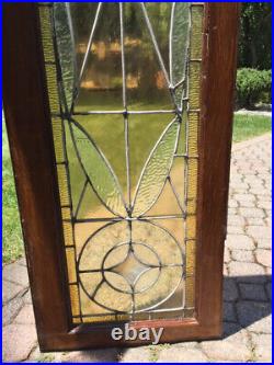 Antique Victorian STAINED Leaded GLASS WINDOW TRANSOM (74 WIDE)
