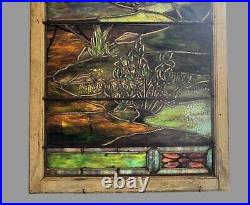 Antique Victorian Scenic Landscape Leaded Stained Glass Window