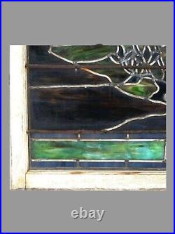 Antique Victorian Scenic Landscape Leaded Stained Glass Window