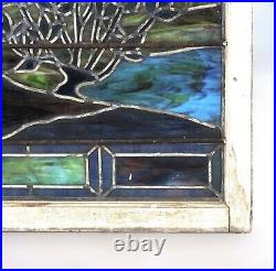 Antique Victorian Scenic Landscape Leaded Stained Glass Window