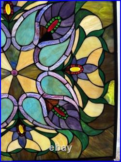 Antique Victorian Stained Glass Leaded Panel Tiffany Style Window VTG 24x24