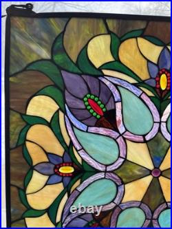 Antique Victorian Stained Glass Leaded Panel Tiffany Style Window VTG 24x24