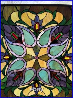 Antique Victorian Stained Glass Leaded Panel Tiffany Style Window VTG 24x24