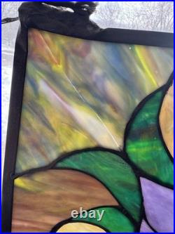 Antique Victorian Stained Glass Leaded Panel Tiffany Style Window VTG 24x24