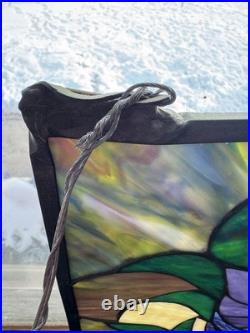 Antique Victorian Stained Glass Leaded Panel Tiffany Style Window VTG 24x24