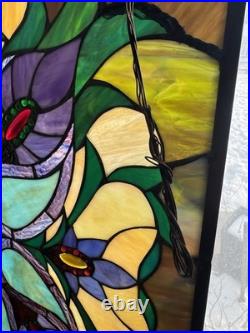 Antique Victorian Stained Glass Leaded Panel Tiffany Style Window VTG 24x24