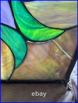 Antique Victorian Stained Glass Leaded Panel Tiffany Style Window VTG 24x24