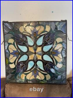 Antique Victorian Stained Glass Leaded Panel Tiffany Style Window VTG 24x24