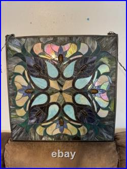 Antique Victorian Stained Glass Leaded Panel Tiffany Style Window VTG 24x24