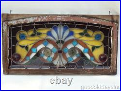 Antique Victorian Stained Leaded Glass Transom Window from Chicago 38 x 20
