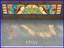 Antique Victorian Stained Leaded Glass Transom Window from Chicago 72 x 22