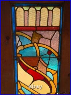 Antique Victorian Stained Leaded Glass Transom Window from Chicago 72 x 22