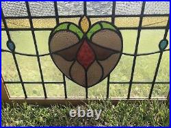Antique Vintage 37x23 Stained Glass Heart Window Custom Tempered Glass Protected