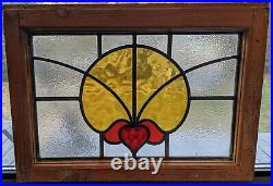Antique Vintage Arts and Crafts Butterfly Stained Leaded Glass Window 20 x 15