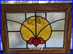 Antique Vintage Arts and Crafts Butterfly Stained Leaded Glass Window 20 x 15