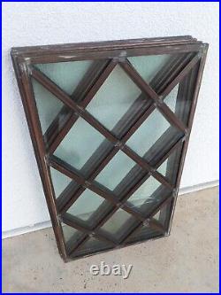 Antique/Vintage Copper leaded diamond glass windows (5) no frames 24.25 14
