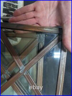 Antique/Vintage Copper leaded diamond glass windows (5) no frames 24.25 14