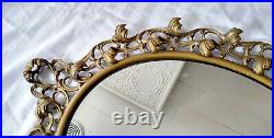 Antique Vintage Gold (Gilt) Leafy Lead Ormolu Filigree Oval Wall Mirror