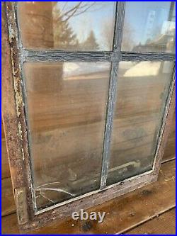Antique Vintage Industrial Steel Casement Lite Leaded Glass Window