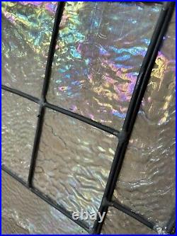 Antique Vintage Leaded Iridescent Frosted Glass Window Panel