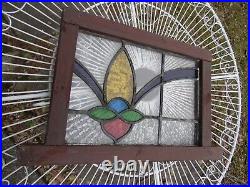 Antique Vintage Leaded Stained Glass Mission Arts & Crafts Geometric Window
