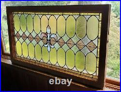 Antique/Vintage Leaded Stained Glass Window (42 L) Fully Restored