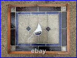Antique Vintage Leaded Stained Glass Window Sailboat Ocean Nautical Art 1920's