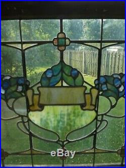 Antique Vintage Leaded Stained Glass Window Sash Salvage Art Nouveau Slag 1900s