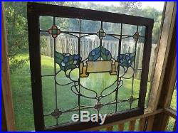 Antique Vintage Leaded Stained Glass Window Sash Salvage Art Nouveau Slag 1900s