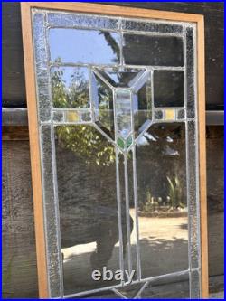 Antique/Vintage Pair of Leaded Stain Glass Arrow Windows/Cabinet Doors 39x 17
