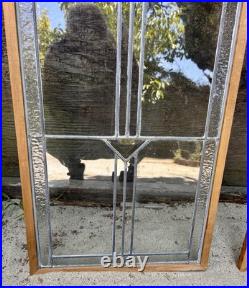 Antique/Vintage Pair of Leaded Stain Glass Arrow Windows/Cabinet Doors 39x 17