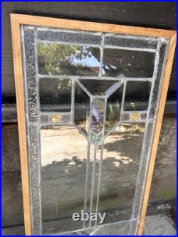 Antique/Vintage Pair of Leaded Stain Glass Arrow Windows/Cabinet Doors 39x 17