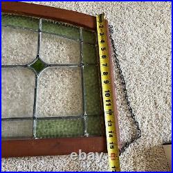 Antique Vintage Stained Glass In Wood Frame