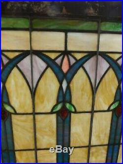 Antique Vintage Stained Glass Window Leaded Slag Sash Salvage Original Frame