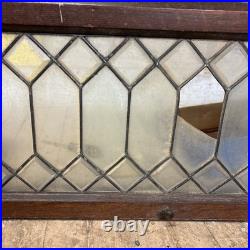 Antique Vintage beveled leaded glass panel 32x12x7/8 Not Cleaned Fine Leading
