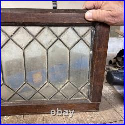 Antique Vintage beveled leaded glass panel 32x12x7/8 Not Cleaned Fine Leading