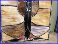 Antique Vtg Slag Stained Leaded Glass Window 39 X 19 X 1/2 Beautiful Art Work