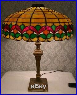 Antique Wilkinson leaded art glass lamp Handel Tiffany Duffner arts & crafts