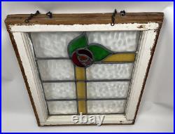 Antique Wood Frame Leaded Stained Glass Window Austin Hill Country Church