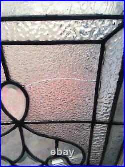 Antique heavy beveled daisey Pattern leaded Glass Transom window Shipping Ok