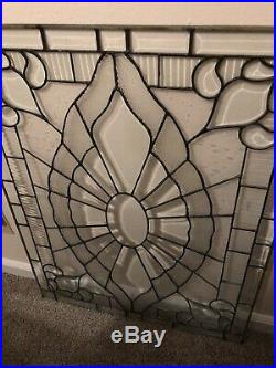 Antique leaded stained glass window 27 X 34